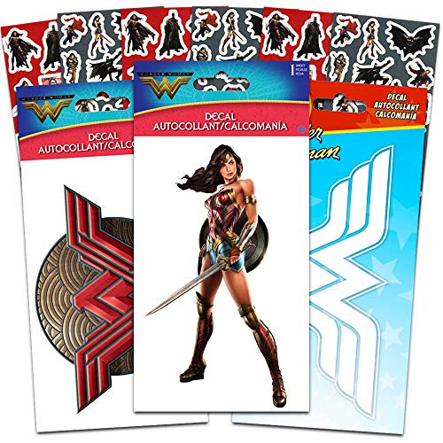 DC Comics Wonder Woman Decals Set with Bonus Stickers - 3 Large Wonder Woman Decal Stickers for Car, Laptop, Walls, Room Decor (Wonder Woman Merchandise)