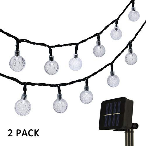 Woohaha Solar String Lights 2PACK 30LED 21ft Solar Patio Lights with 8 Modes, Waterproof Crystal Ball String Lights for Patio, Lawn, Garden, Wedding, Party, Christmas Decor(Cool White) Woohaha Solar String Lights 2PACK 30LED 21ft Solar Patio Lights with 8 Modes, Waterproof Crystal Ball String Lights for Patio, Lawn, Garden, Wedding, Party, Christmas Decor(Cool White)