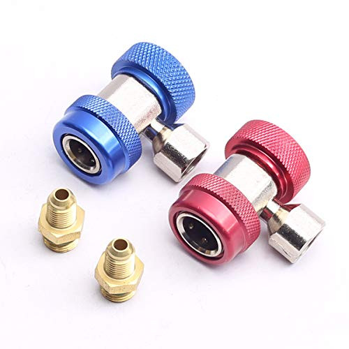 CENTAURUS Adjustable R134A Quick Coupler Connector, 1/4" SAE HVAC High Low AC Freon Manifold Gauge Hose Conversion kit