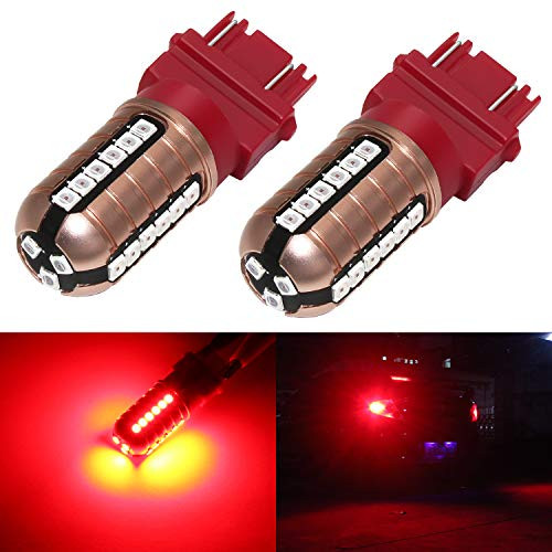 Phinlion 3157 LED Brake Light Bulbs Super Bright 3000 Lumens 3030 27-SMD 3056 3057 3457K 4057 4157 LED Turn Signal Blinker Tail Stop Lights, Pure Red