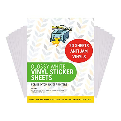 Printable Vinyl for Inkjet Printer (Glossy White | Waterproof | 20 Sheets) - Printable Vinyl for Inkjet Printer Avoid Jams | Printable Vinyl Sticker Paper for Cricut and Silhouette Printable Vinyl for Inkjet Printer (Glossy White | Waterproof | 20 Sheets) - Printable Vinyl for Inkjet Printer Avoid Jams | Printable Vinyl Sticker Paper for Cricut and Silhouette
