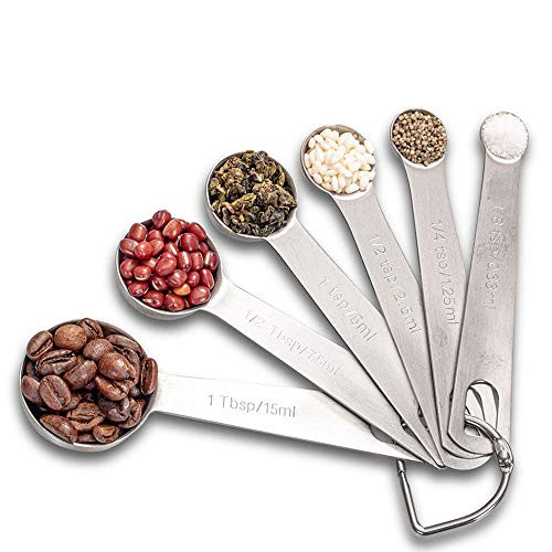 Measuring Spoon Set, Stainless Steel Measuring Spoons, Set of 6 Metal Measuring Spoon for Measuring Dry and Liquid Ingredients of Cooking Baking Measuring Spoon Set, Stainless Steel Measuring Spoons, Set of 6 Metal Measuring Spoon for Measuring Dry and Liquid Ingredients of Cooking Baking