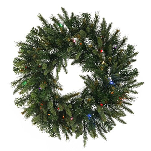 Vickerman 24" Pre-Lit Mixed Cashmere Pine Artificial Christmas Wreath - Mult-Color LED Lights