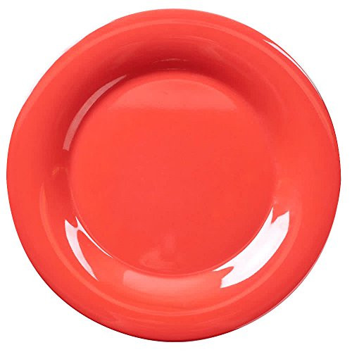 Yanco MS-012RD Mile Stone Wide Rim Round Plate, 12" Diameter, Melamine, Orange Red Color, Pack of 12