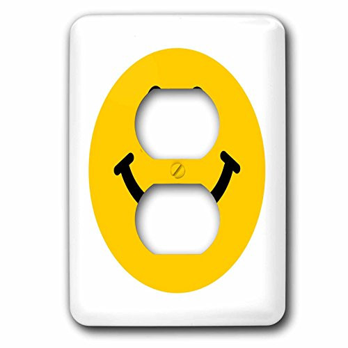 3dRose Lsp_76653_6 Yellow Smiley Face - Cute Traditional Happy Smilie - 1960s Hippie Style - Smiling on White 2 Plug Outlet Cover