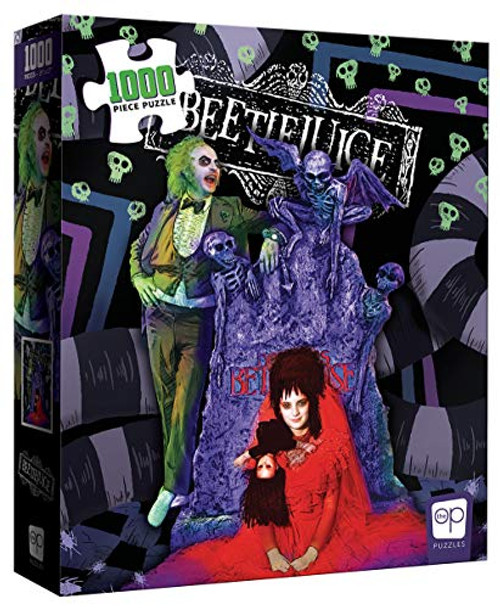 USAOPOLY Beetlejuice Graveyard Wedding 1000 Piece Jigsaw Puzzle | Officially Licensed 1988 Film Beetlejuice Merchandise | Collectible Puzzle Featuring Beetlejuice and Lydia USAOPOLY Beetlejuice Graveyard Wedding 1000 Piece Jigsaw Puzzle | Officially Licensed 1988 Film Beetlejuice Merchandise | Collectible Puzzle Featuring Beetlejuice and Lydia