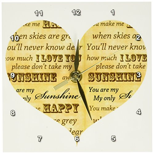 3dRose dc_110495_1 You are My Sunshine Heart Inspirational Art-Desk Clock, 6 by 6-Inch