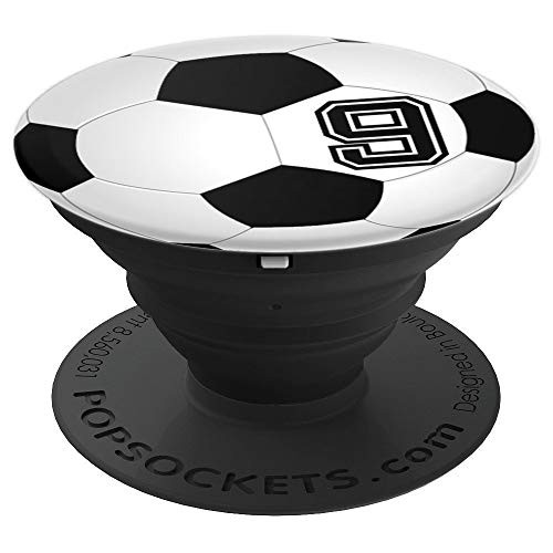 Soccer Player #9 Jersey No 9 Football Ball Sports Gift PopSockets Grip and Stand for Phones and Tablets Soccer Player #9 Jersey No 9 Football Ball Sports Gift PopSockets Grip and Stand for Phones and Tablets