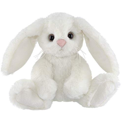 Bearington Lil Whisker White Plush Bunny Rabbit Stuffed Animal, 6 inches