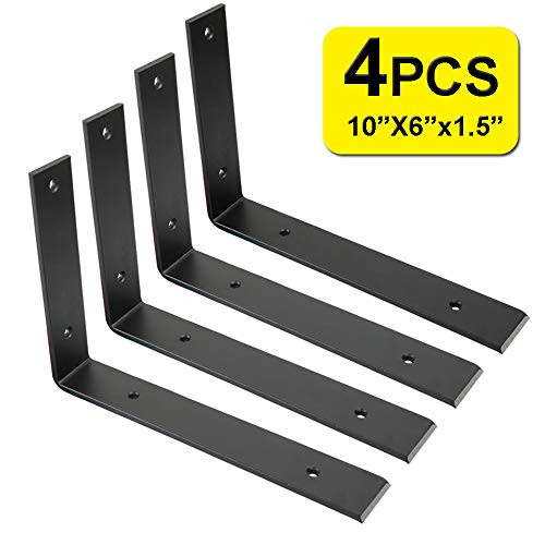 Shelf Brackets 10 Inch Heavy Duty Black Brackets for Shelves Corner L Bracket for Wall Shelves DITY Kitchen Shelving
