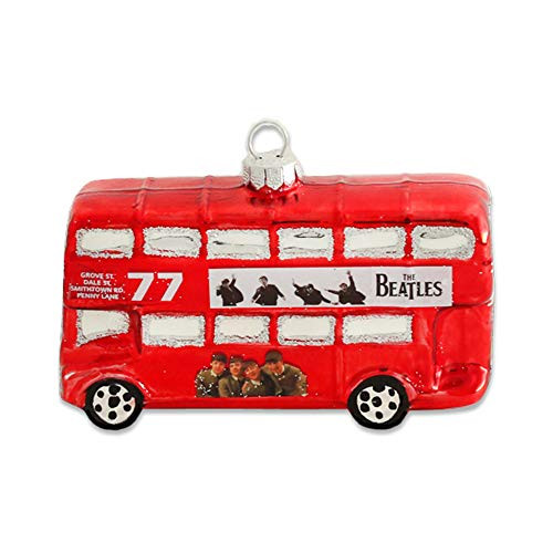 kat + annie Ornament The Beatles London Bus, Red, White, Silver