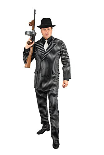 Charades Men's Plus Size Gangster, Black/White, 3X