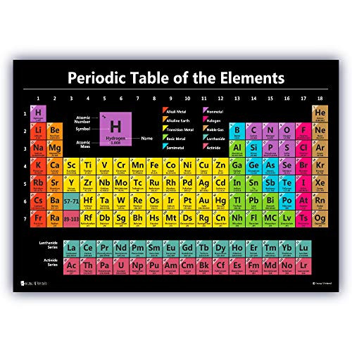 Periodic table science poster LAMINATED chart teaching elements classroom BLACK decoration premium educators atomic number guide 15x20