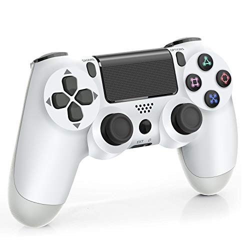 Wireless Controller for Playstation 4, 1000mAh Gamepad Joystick Remote Pro Controller for PS4/PRO/SLIM with Motion Motors and Audio Function Non-OEM, White