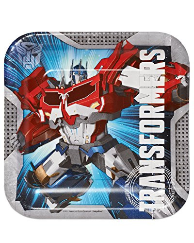 Amscan 551413 Transformers 9" Square Plates, 8 pcs, Party Favor