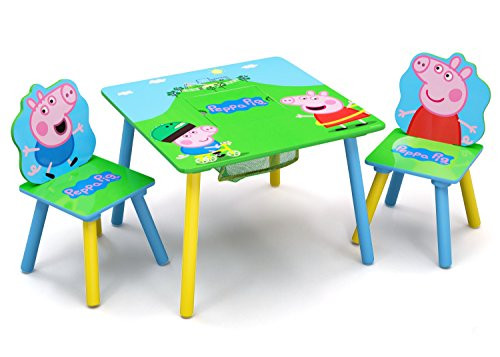 Delta Children Kids Table and Chair Set With Storage (2 Chairs Included) - Ideal for Arts & Crafts, Snack Time, Homeschooling, Homework & More, Peppa Pig