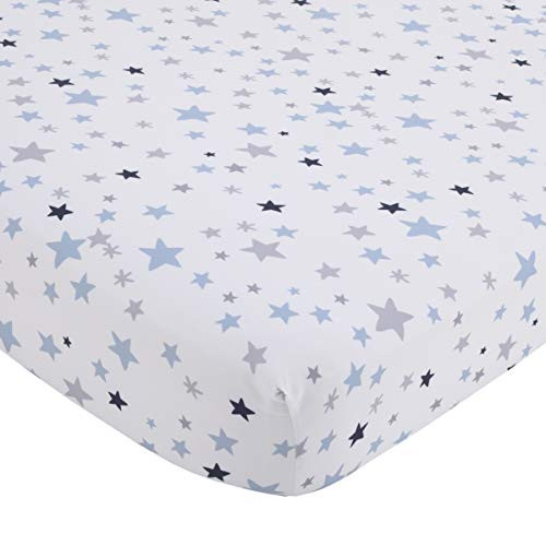 NoJo Shine On My Love - Boy Stars Navy, Light Blue & White Fitted Crib Sheet, Navy, Light Blue, White (4211003P)