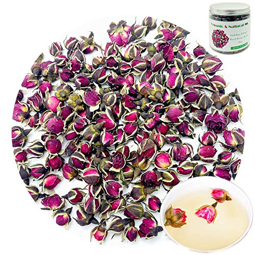 Dried Small Rose Buds Tea Edible, Organic Red Rose Tea Benefits Rose Tea Flowers Red Rose Buds and Petals Loose Leaf