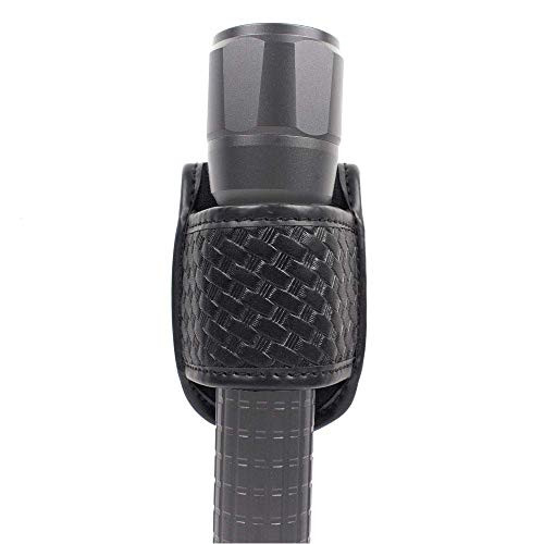 YunShao Basketweave Flashlight Holder - Compact Light Holder for Duty Belt, Open Top