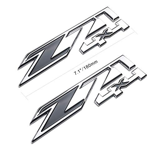HPOW Z71 4x4 Emblems 7.1" 3D Z71 Decal for Chevy Silverado Sierra 2Pack (Silver)