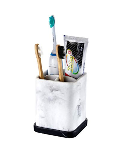 ZCCZ Toothbrush Holder, Countertop Marble Look Electric Toothbrush Toothpaste Makeup Brush Razor Holder Stand Bathroom Organizer with Detachable Tray ZCCZ Toothbrush Holder, Countertop Marble Look Electric Toothbrush Toothpaste Makeup Brush Razor Holder Stand Bathroom Organizer with Detachable Tray