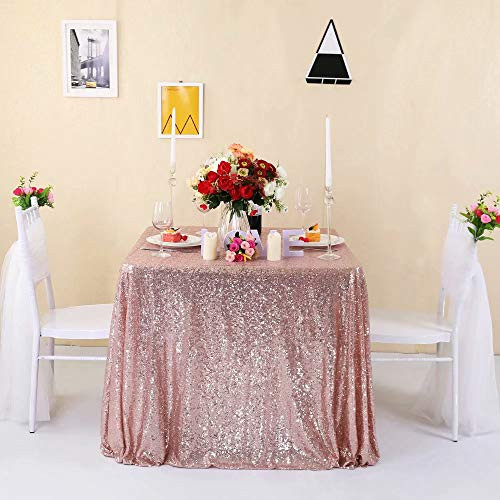 Zdada Rose Gold Wedding Shower Sequin Tablecloth 60 by 126inch Sparkly Table Overlay Rectangle Tablecloth Zdada Rose Gold Wedding Shower Sequin Tablecloth 60 by 126inch Sparkly Table Overlay Rectangle Tablecloth