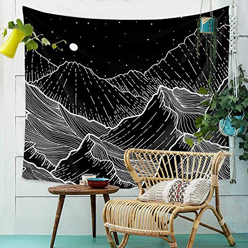 ZHH Mountain Tapestry Moon Wall Hanging Stars Nature Tapestry Landscape Nature Wall Art Black and White Wall Tapestries for Bedroom Living Room Mandala Boho Wall Decor 59X51 inch ZHH Mountain Tapestry Moon Wall Hanging Stars Nature Tapestry Landscape Nature Wall Art Black and White Wall Tapestries for Bedroom Living Room Mandala Boho Wall Decor 59X51 inch