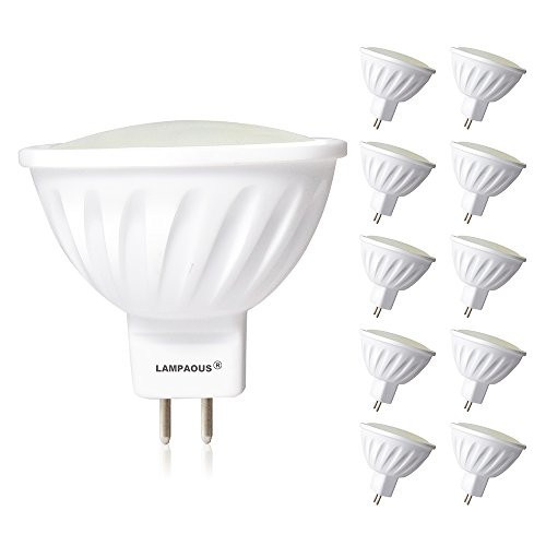 LAMPAOUS MR16 Halogen Bulb 50W Replacement,12V GU5.3 LED Landscape Indoor Light Bulbs,5W 3000K Soft Warm White Spotlight 450LM led Recessed Ceiling Light,10 Pack