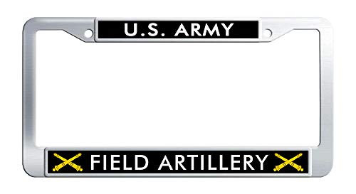 FukongCase US Army Field Artillery License Plate Frame, Stainless Steel Car Plate Frame Holder