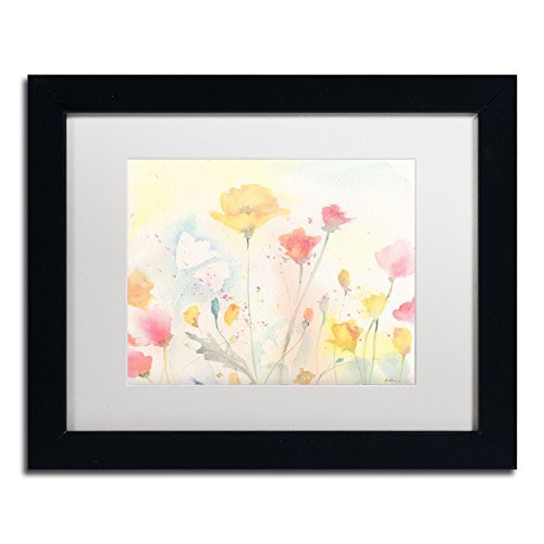 Poppy Festival Artwork by Sheila Gold Ornate Frameen, 11 by 14-Inch, White Matte with Black Frame