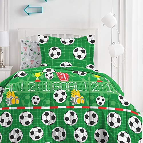 dream FACTORY Soccer Field Ultra Soft Microfiber Comforter Set, Full, Green dream FACTORY Soccer Field Ultra Soft Microfiber Comforter Set, Full, Green