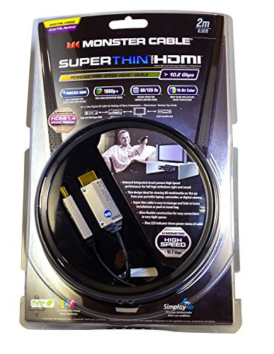Monster Cable SuperThin Powered High Speed HDMI Cable - 2M (6.56 Ft)