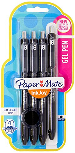 Paper Mate InkJoy Gel Retractable Pens, 0.7mm, Medium Point, Black Ink, 4-Count