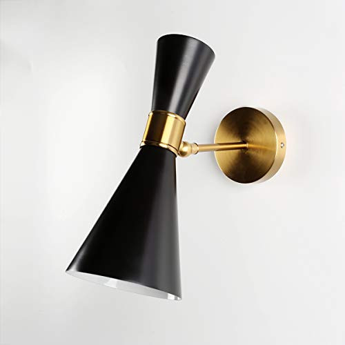 xie Simple Metal Wall Sconce lamp Corridor Corridor Hotel Golden Background Wall Sconce Creative LED lamp E26 Base, 1 lamp (Black)