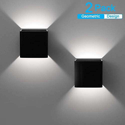 Ralbay LED Modern Black Indoor Wall Sconce 2-Pack 10W Modern LED Aluminum Wall Mounted Light Fixture Lamps Up and Down Wall Sconce for Indoor Living Room Bedroom Hallway (Natural White Light, 4000K)