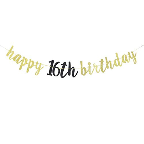 Gold Black Glitter Happy 16th Birthday Banner I'm 16 Bitches, Sweet 16 Banner,Cheers to 16 Years Party Bunting Decorations Gold Black Glitter Happy 16th Birthday Banner I'm 16 Bitches, Sweet 16 Banner,Cheers to 16 Years Party Bunting Decorations