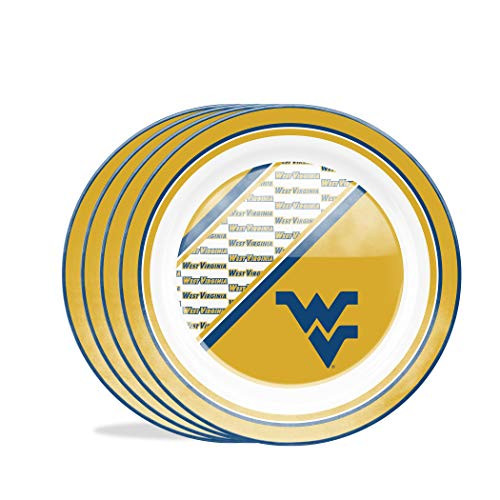 Duck House NCAA WEST Virginia University 10" Melamine Plastic Dinner Party Plates, Set of 4