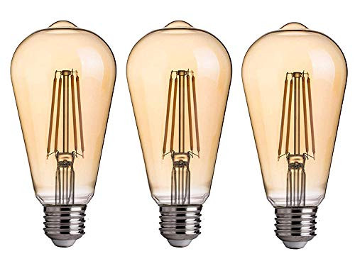 LED Edison Bulbs, 6W, Equivalent 60W, Vintage Edison Bulb,Amber E26 Light Bulb Dimmable Led Bulb 650 Lumens 2700K,Pack of 3