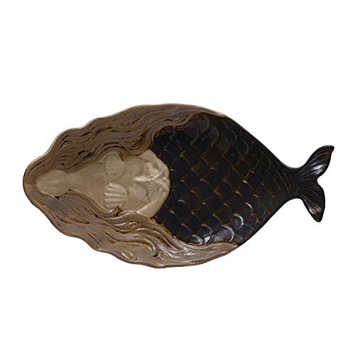 Creative Co-op Stoneware Mermaid Platter, Blue