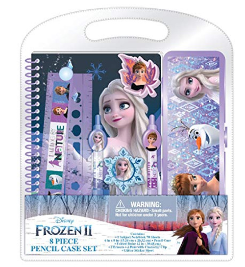 Innovative Designs Disney Frozen 2 Kids School Supplies & Pencil Case Set, 8 Pc., Includes Frozen Stickers