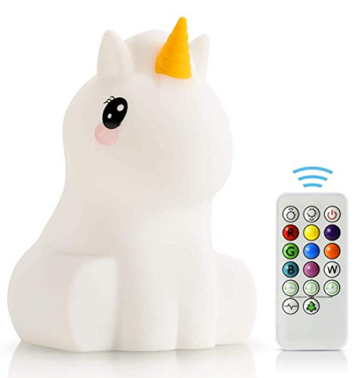 Large Nursery Night Lights for Kids -USB Rechargeable Animal Silicone Lamps with Touch Sensor and Remote Control -Portable Color Changing Glow Soft Cute Baby Infant Toddler Gift (Unicorn)