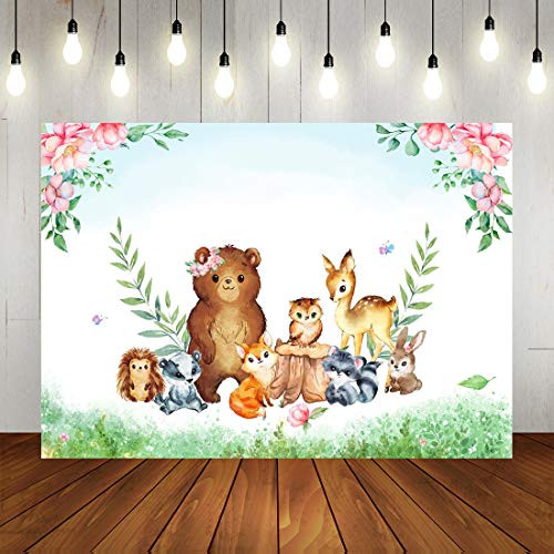 Woodland Animals Baby Shower Photography Backdrop Watercolor Florals Grass Safari Birthday Photo Background Jungle Theme Newborn Party Decorations Wild One Photo Booth Props 7x5ft Woodland Animals Baby Shower Photography Backdrop Watercolor Florals Grass Safari Birthday Photo Background Jungle Theme Newborn Party Decorations Wild One Photo Booth Props 7x5ft