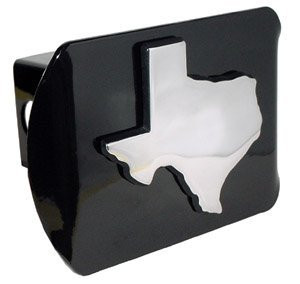 Texas Shape (All Chrome) ALL METAL Black Hitch Cover