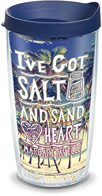 Tervis Margaritaville - Salt In My Veins Insulated Tumbler with Wrap and Navy Blue Lid, 16oz, Clear Tervis Margaritaville - Salt In My Veins Insulated Tumbler with Wrap and Navy Blue Lid, 16oz, Clear
