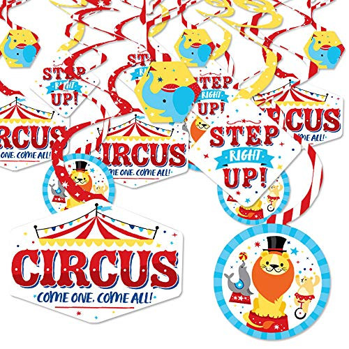 Big Dot of Happiness Carnival - Step Right Up Circus - Carnival Themed Party Hanging Decor - Party Decoration Swirls - Set of 40