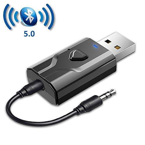 NETVIP USB Transmitter and Receiver Bluetooth 5.0, 3.5mm Wireless Bluetooth Adapter 2 in 1, Low Latency Bluetooth Audio Adapter for TV/Car/Home Stereo System
