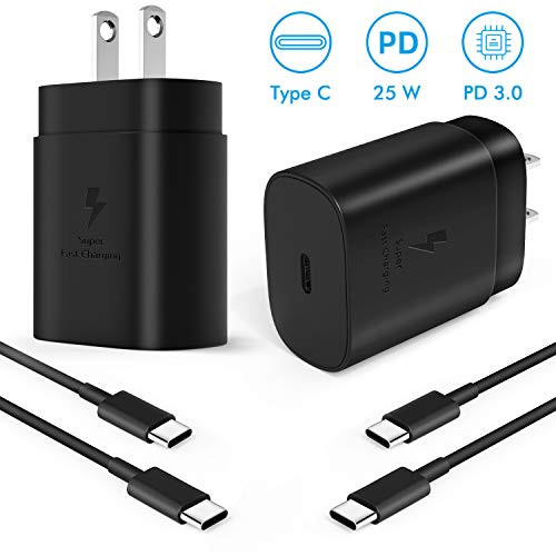 USB C Charger, 25W PD Wall Charger Compatible for Samsung Galaxy Note 10, Note 10 Plus, Note 20, S10 5G, S20, S20+, S20 Ultra, 2018&2020 iPad Pro 11/12.9, Pixel 4 3 2 3A/ 2XL 3XL 4XL with 5.0 Ft Cable