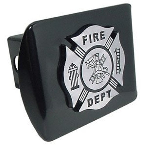 Firefighter (Chrome and Black emblem) on Black Metal Hitch Cover Firefighter (Chrome and Black emblem) on Black Metal Hitch Cover