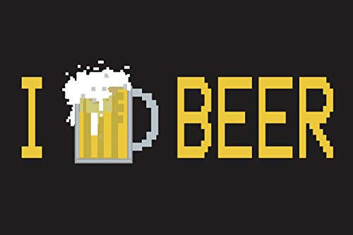 Toothsome Studios I Love Beer 12" x 8" Pixelated Art Tin Sign Game Room Man Cave Garage Pub Home Bar Decor