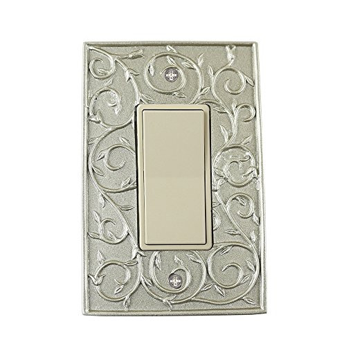 Meriville French Scroll 1 Rocker Wallplate, Single Switch Electrical Cover Plate, Pewter